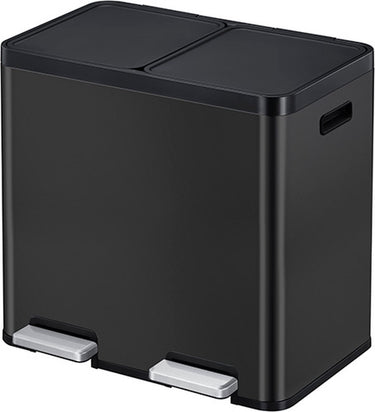 Eko - essential 1 recycler pedaalemmer 22+22 liter - stainless steel plastic - zwart - prullenbak