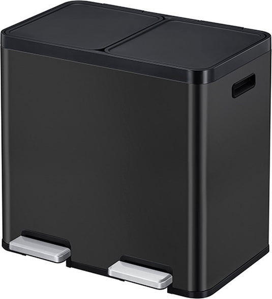 Eko - essential 1 recycler pedaalemmer 22+22 liter - stainless steel plastic - zwart - prullenbak