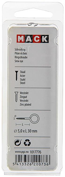 Load image into Gallery viewer, Mack 1017776 - schroefoog staal verzinkt 4 st 5,0 x 30 mm | 10 stuks
