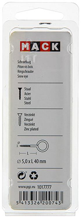 Load image into Gallery viewer, Mack 1017777 - schroefoog staal verzinkt 4 st 5,0 x 40 mm | 10 stuks
