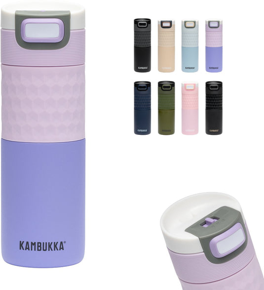 Kambukka thermosbeker - etna grip - 500ml - pale purple - dubbelwandig met 3in1 deksel - ka-11-01049