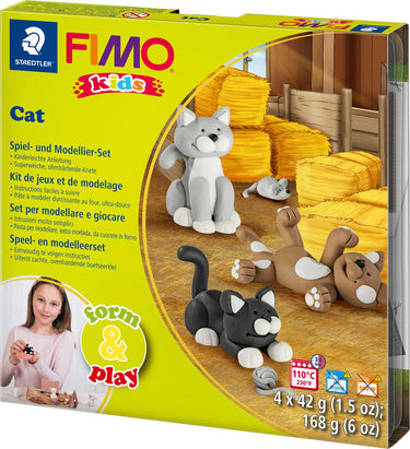Fimo kids 8034 - ovenhardende boetseerklei - form play - set katten