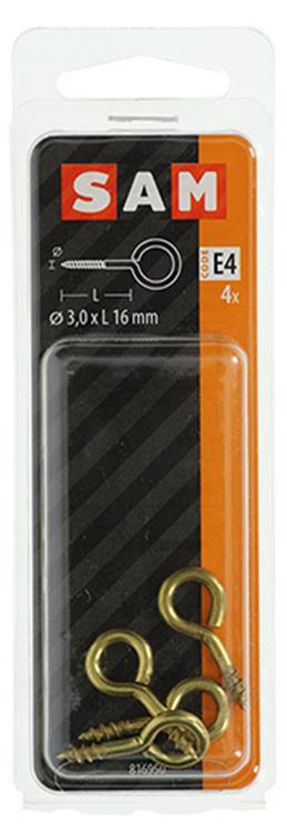 Mack 1019693 - schroefoog messing 4 st 3,0 x 16mm | 10 stuks