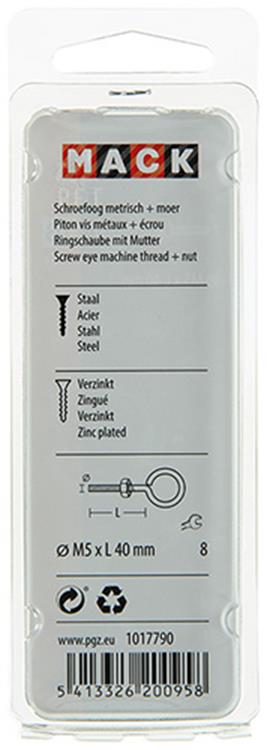 Load image into Gallery viewer, Mack 1017790 - schroefoog metrisch + moer verzinkt 4 st m5 x 40 mm | 10 stuks
