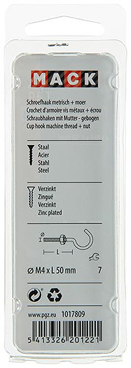 Afbeelding laden in galerijviewer, Mack 1017809 - schroefhaak metrisch + moer verziinkt 5st m4 x 50 mm | 10 stuks
