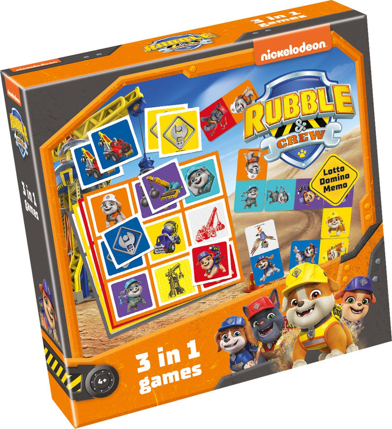 Load image into Gallery viewer, Tactic paw patrol rubble crew 3-in-1 spellenverzameling – kaartspel – lotto – domino – memo – kinderspel vanaf 4 jaar
