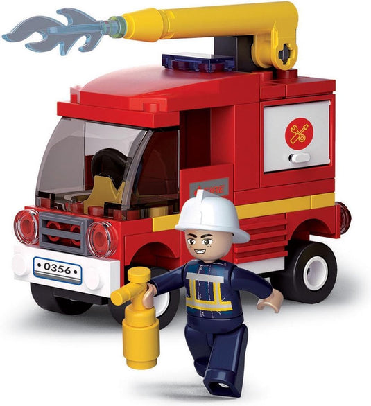 Sluban brandweer tankautospuit bouwspeelgoed kinderen vanaf 6 jaar – constructiespeelgoed modelbouw – bouwdoos met 75 bouwstenen en 1 minifiguur – m38-b0622c