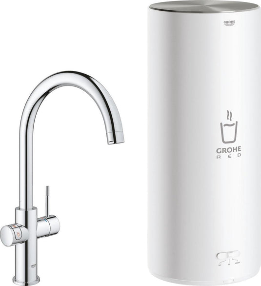 Grohe red 3 in 1 kokendwaterkraan - c-uitloop - 7l boiler - met mengventiel – chroom