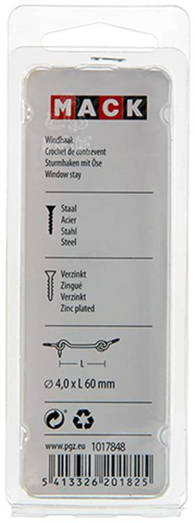Load image into Gallery viewer, Mack 1017848 - windhaak staal verzinkt 2 st 4,0 x 60 mm | 10 stuks
