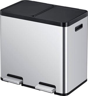 Eko - essential 1 recycler pedaalemmer 22+22 liter - stainless steel plastic - mat rvs - prullenbak