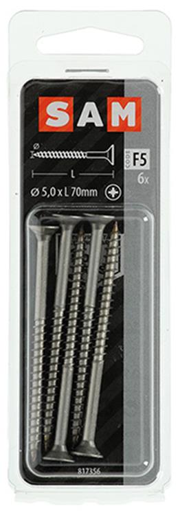 Load image into Gallery viewer, Mack 1019757 - spaanplaatschroef vz kop rvs 6 st 5,0 x 70 mm | 10 stuks
