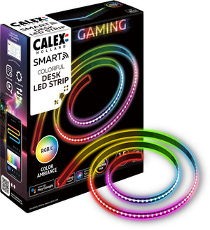 Calex gaming led strip voor bureau - razer chroma compatibel - smart home - rgbic synchronisatie voor pc - 150cm