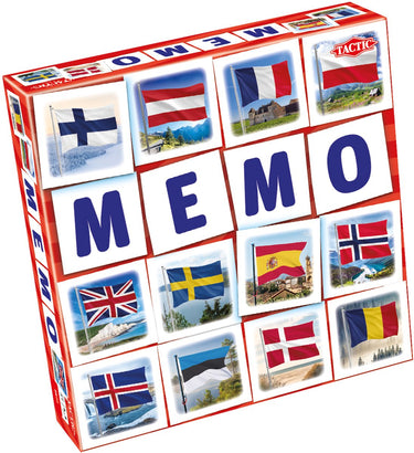 Tactic memo vlaggen - memospel - zoek de juiste paren - leer vlaggen van landen herkennen - educatief gezelschapsspel voor kinderen en families - 2 tot 6 spelers - vanaf 3 jaar