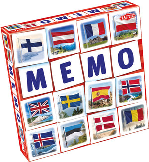 Tactic memo vlaggen - memospel - zoek de juiste paren - leer vlaggen van landen herkennen - educatief gezelschapsspel voor kinderen en families - 2 tot 6 spelers - vanaf 3 jaar