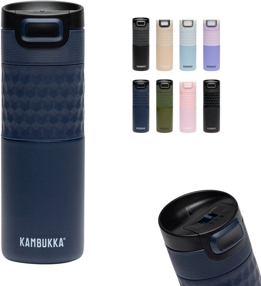 Kambukka thermosbeker - etna grip - 500ml - denim blue - dubbelwandig met 3in1 deksel - ka-11-01050