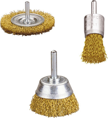 Wolfcraft - messingdraad borstelset boormachine - staalborstel - komborstel - 3 delig - 2739000