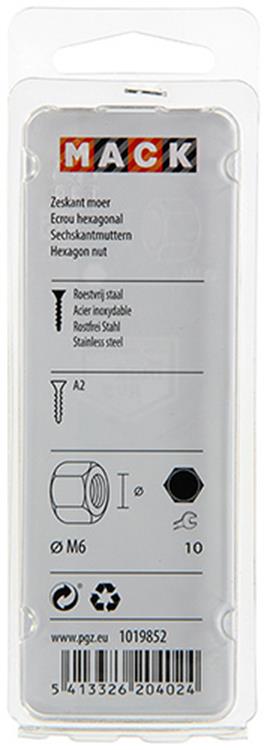 Load image into Gallery viewer, Mack 1019852 - zeskantmoer inox a2 12 st m6 | 10 stuks
