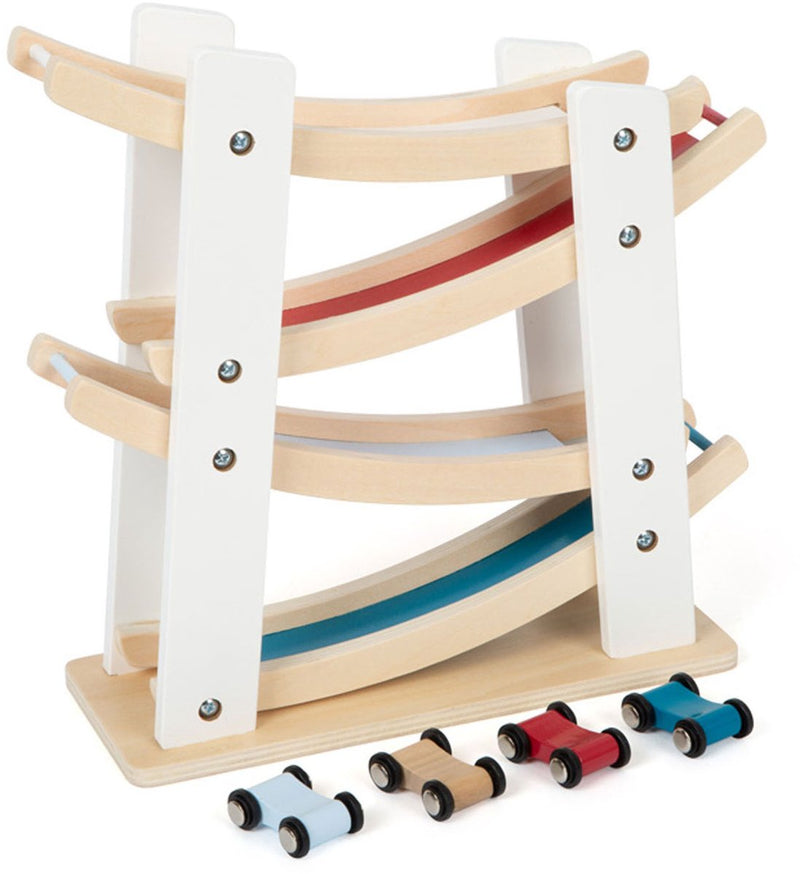 Load image into Gallery viewer, Small foot - houten autobaan met 4 auto's
