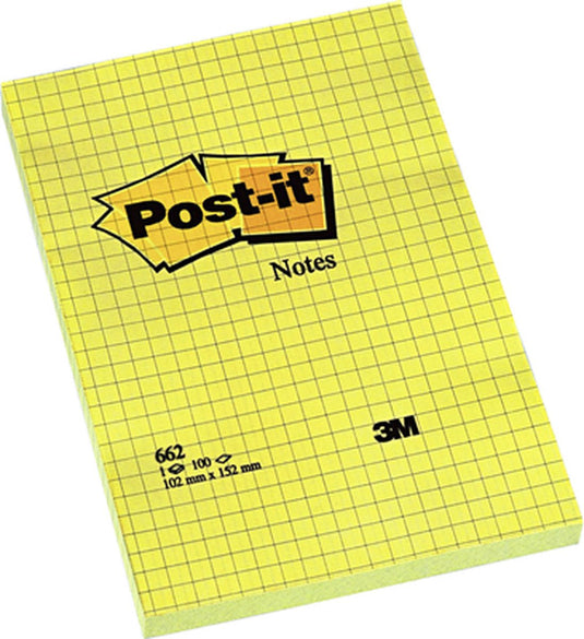 Quantore memoblok post-it 662 102x152mm ruit geel