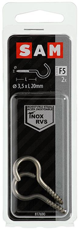 Load image into Gallery viewer, Mack 1019896 - schroefhaak roestvrijstaal 2 st 3,5 x 20 mm | 10 stuks
