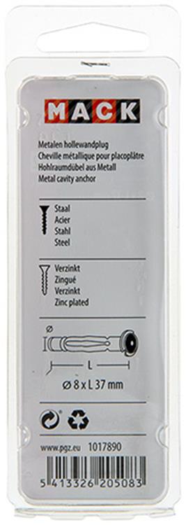 Load image into Gallery viewer, Mack 1017890 - metalen hollewandplug verzinkt4 st 8 x37 mm | 10 stuks
