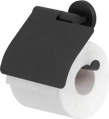 Tiger noon - wc rolhouder met klep - toiletrolhouder - zonder boren - boren of lijmen - zwart