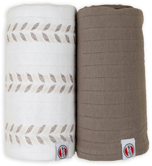 Lodger swaddler - hydrofiele doeken - crème bruin - 110x110cm - 2 stuks - biologisch katoen - hydrofiele luier