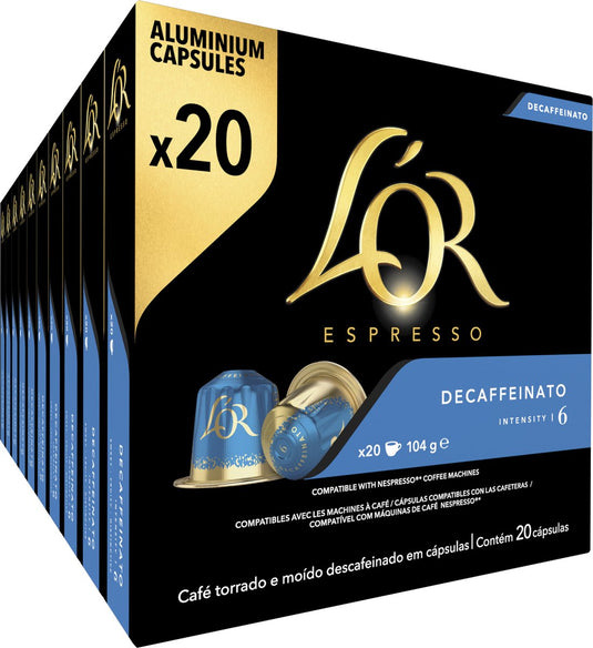 L'or espresso decaffeinato koffiecups - intensiteit 6 12 - 10 x 20 capsules