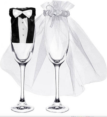 Party-decoration drinkglas kleding bruidspaar