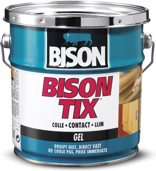 Bison tix® blik 2.5 l. gelvormig, super sterk, universele contactlijm, vochtbestendig, vorstbestendig, -40°c tot +70°c, eenvoudig in gebruik, voor ontelbare reparaties