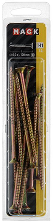 Load image into Gallery viewer, Mack 1017998 - spaanplaatschroef vz kop geelverz. 14st 6,0 x 100 mm | 5 stuks
