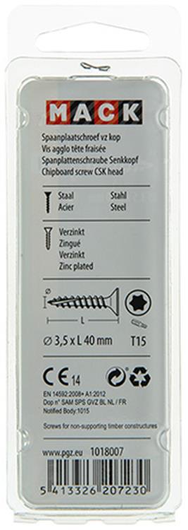 Load image into Gallery viewer, Mack 1018007 - spaanplschr.vzkop-zelfb. geelverz. 55 st 3,5 x 40 mm | 5 stuks
