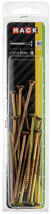 Mack 1018020 - spaanplschr.vzkop-zelfb. geelverz. 20 st 4,5 x 80 mm | 5 stuks
