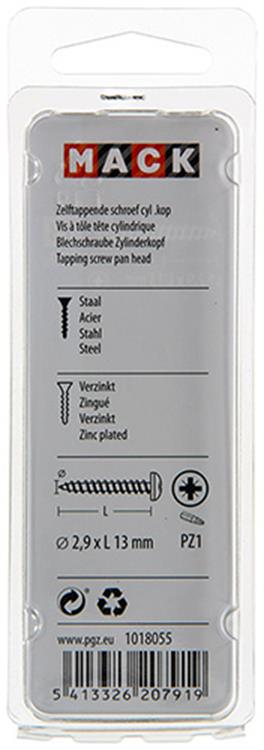 Load image into Gallery viewer, Mack 1018055 - zelftappende schroef cylkop verz.100 st 2,9 x 13 mm | 10 stuks
