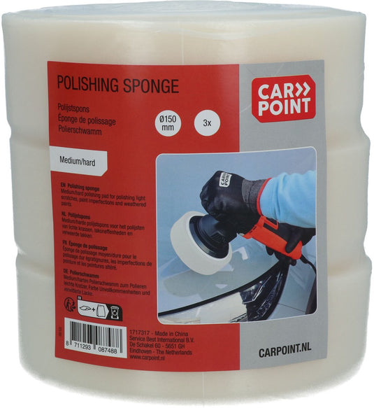 Carpoint polijstspons, medium, wit, 3 stuks