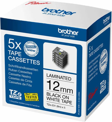 Brother tze-231m5 labelprinter-tape zwart op wit