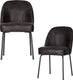 Woood vogue eetkamerstoelen - leer - zwart - set van 2