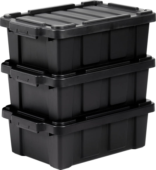 Iris powerbox robuust opbergbox - 12,5l - 100% recycled kunststof - zwart - set van 3