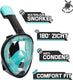 Sea turtle snorkelmasker - snorkel - duikbril - snorkelset - full face masker - volwassenen - zwart turquoise - l xl