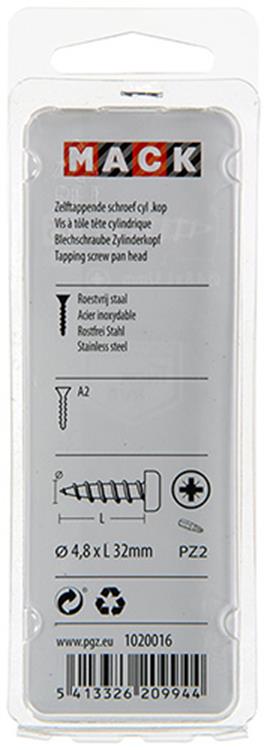 Load image into Gallery viewer, Mack 1020016 - zelftappende schroef cyl.kop a2 20 st 4,8 x 32 mm | 5 stuks
