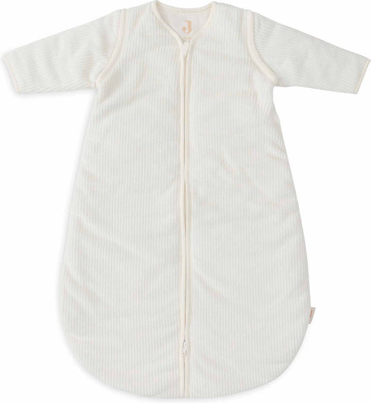 Jollein baby slaapzak winter met afritsbare mouw 90cm - rond - rib ivory - winterslaapzak