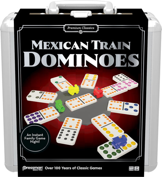 Goliath mexican train dominos in tin - koffer - actiespel - domino - gezinsspel - 1 tot 8 spelers