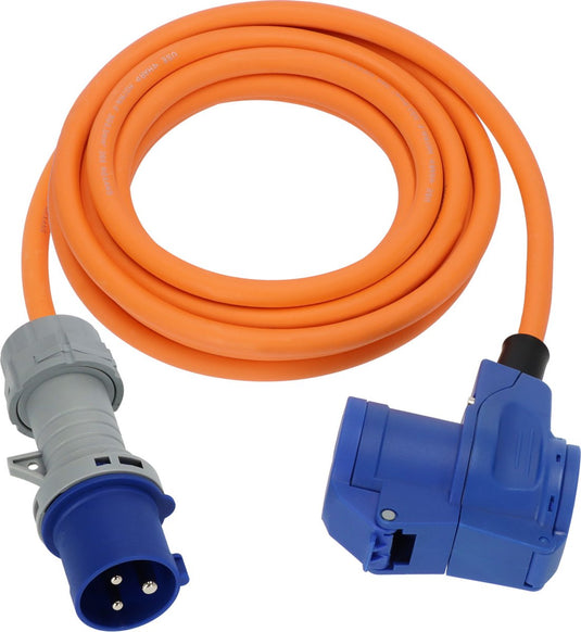 Brennenstuhl cee camping verlengkabel 3m kabel in oranje (cee-stekker en haakse koppeling incl. geaarde combistekkerdoos met led-spanningsindicator, 230v 16a, voor continu gebruik buitenshuis, made in germany)