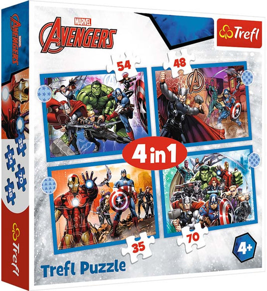 Trefl puzzel avengers 4-in-1 - disney marvel superhelden kinderpuzzel.