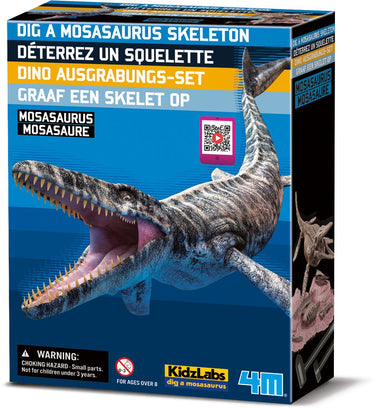 4m graaf je dino op - mosasaurus - opgraafkit en modelbouw skelet - kidzlabs - 8+