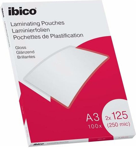Ibico lamineerhoezen - voor a3 documenten - 2 x 125 micron - 100 stuks - glanzend