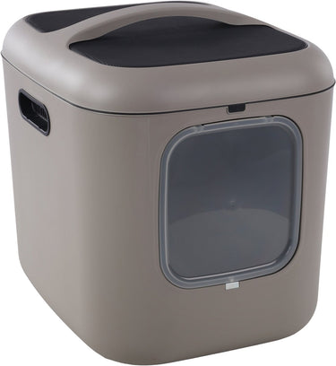 Flamingo kattenbak – design line xxl – romy taupe – 61,5x50x57,5 cm – extra ruim – gerecycleerde kunststof – met magnetische deur koolfilter – makkelijk schoon te maken – voor grote katten