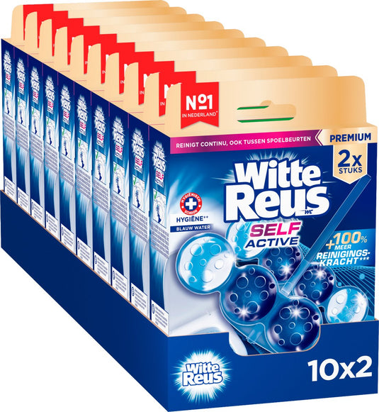 Witte reus self active hygiene toiletblok 100g - wc blokjes - voordeelverpakking - 2x10 stuks
