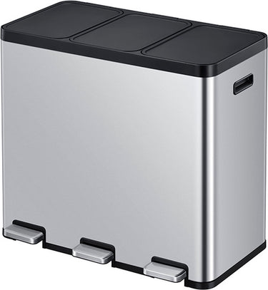 Eko - essential 1 recycler pedaalemmer 20+20+20 liter - stainless steel plastic - mat rvs - prullenbak