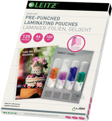 Leitz - lamineerhoezen - a4 - geperforeerd - 125 micron - 100 stuks
